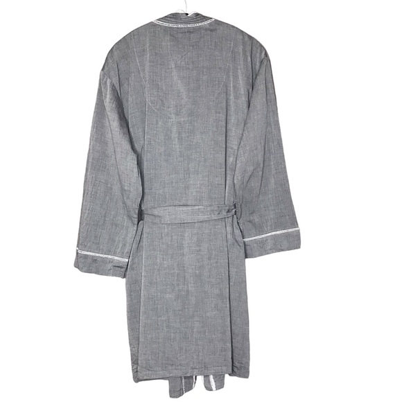 Large Eileen West Bathrobe Robe Sleepwear Lounge Cotton Lace Grey L/XL Bath - Picture 7 of 11